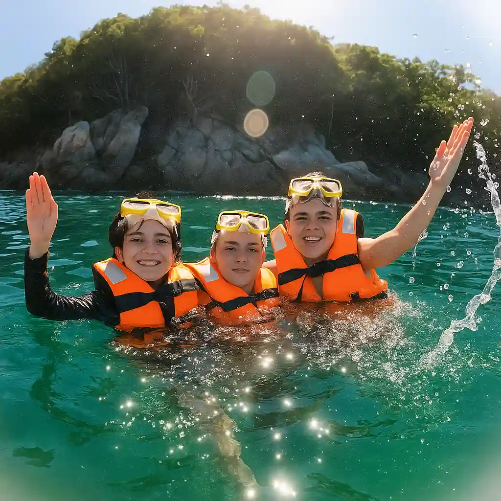 Turistas practicando snorkel en aguas cristalinas, disfrutando destinos naturales ideales para vivir aventuras únicas y experiencias inolvidables.
